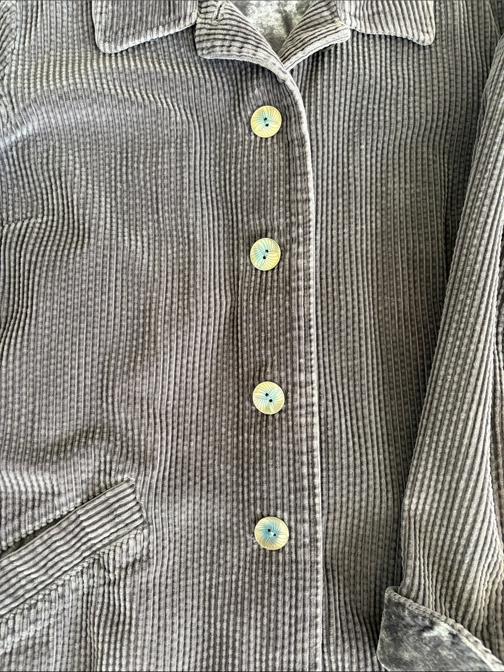 VTG J.Jill Lavender Corduroy Jacket. Lg. Boho Renaissance. Velvet trim - Picture 4 of 5